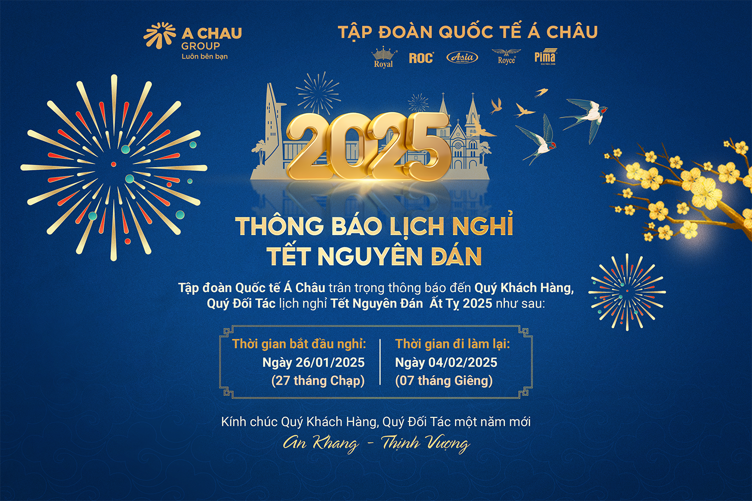 Thông báo: Lịch nghỉ Tết Nguyên Đán 2025 và Thư cảm ơn Quý khách hàng