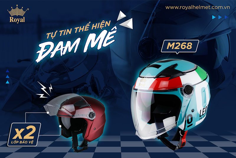 Mũ bảo hiểm 2 kính Royal M268 thuận tiện đi đường cả ngày lẫn đêm