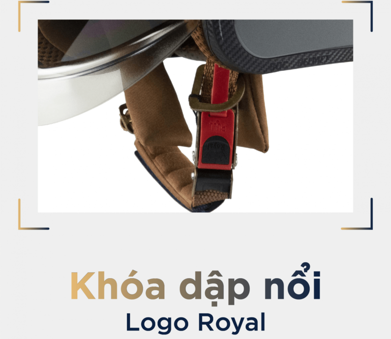 Khóa dập nổi trên mũ bảo hiểm Royal