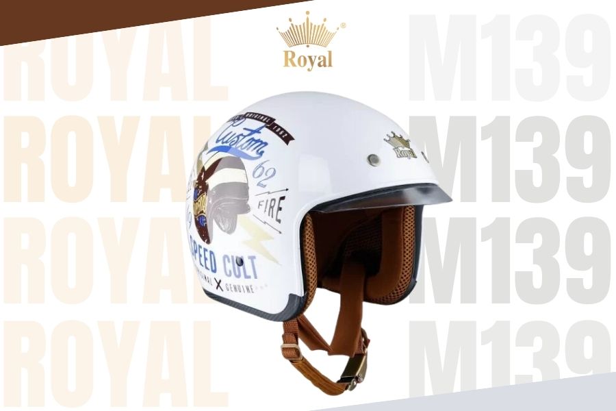 Royal M139 tem V9 với màu trắng cùng tem thiết kế riêng, mang đến phong cách cho người đội.