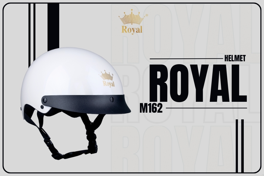 Nón bảo hiểm 1/2 đầu Royal M162 trắng bóng mang phong cách cổ điển, thiết kế đơn giản phù hợp cho cả nam lẫn nữ.