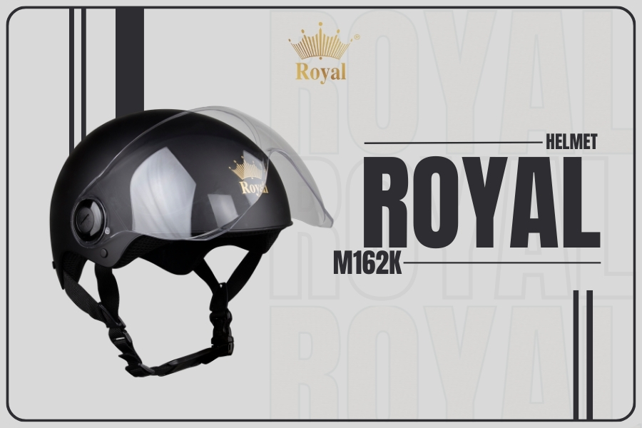 Royal M162K đen mờ là sản phẩm mũ bảo hiểm 1/2 đầu được trang bị kính chắn gió tiện dụng, phù hợp để sử dụng hàng ngày.