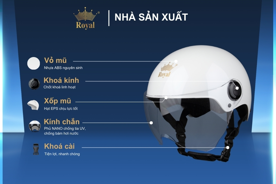 Cấu tạo chi tiết Royal M162K trắng bóng