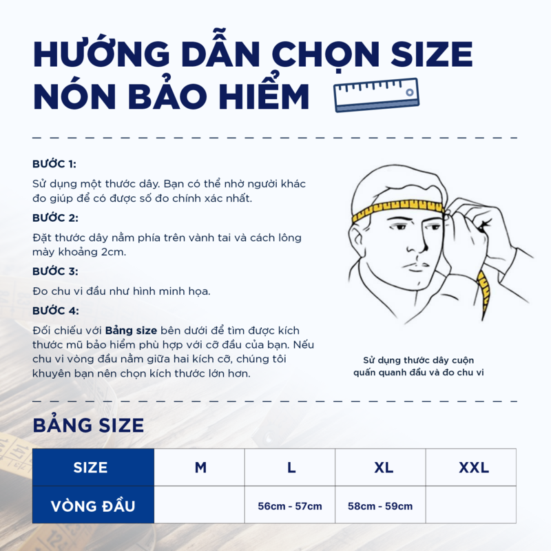 Bảng size và hướng dẫn đo size nón Royal M179