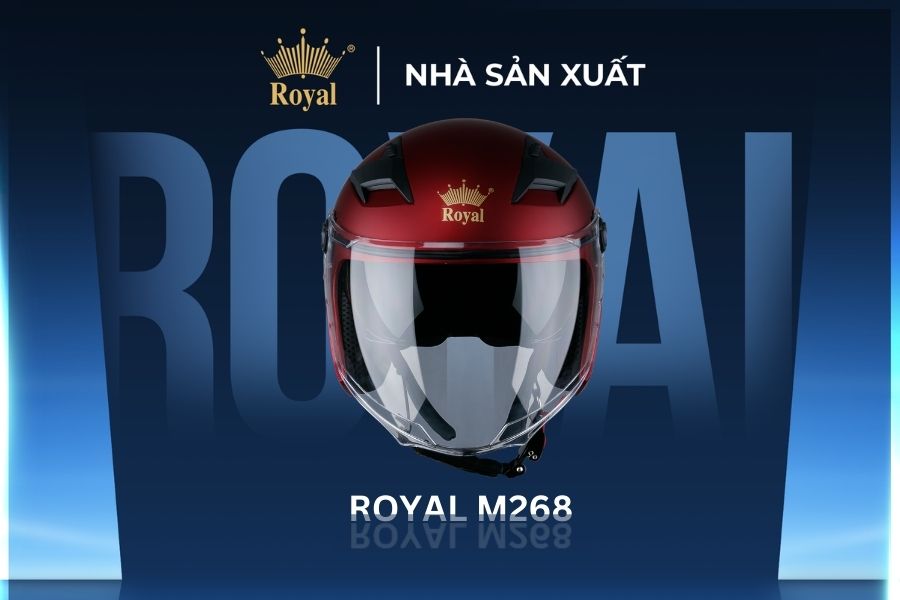 Nón Royal M268 đỏ đô là lựa chọn cho những ai muốn sở hữu mũ bảo hiểm 3/4 chất lượng có thiết kế 2 kính.