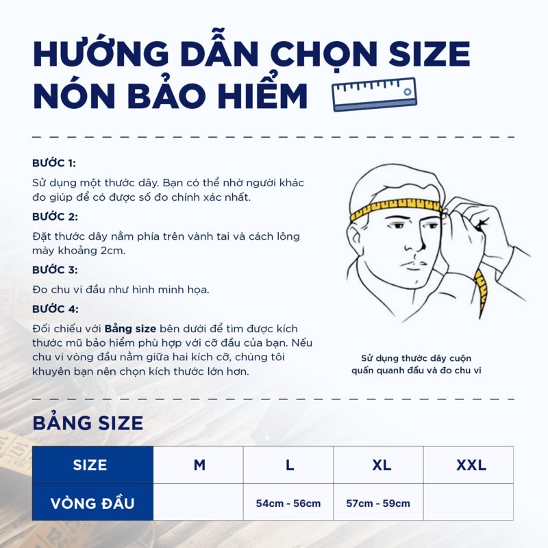 Bảng size và hướng dẫn đo size nón Royal M79