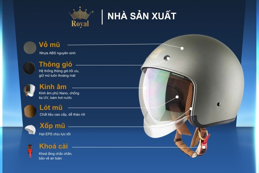 Cấu tạo thiết kế mũ Royal M139 Chuột mờ