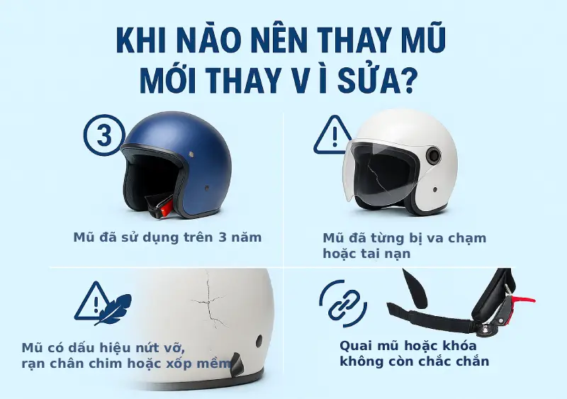Khi nào nên thay mũ bảo hiểm mới