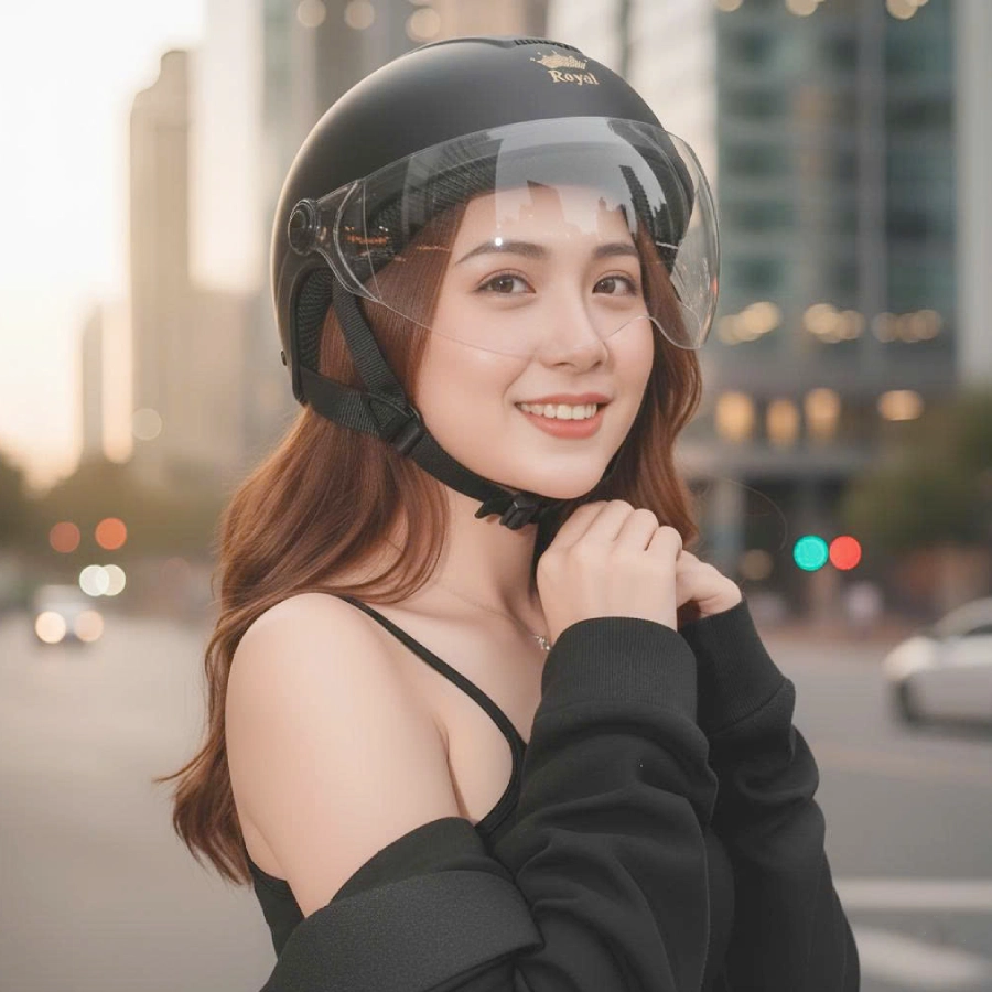 Mũ bảo hiểm nửa đầu có kính cho nữ