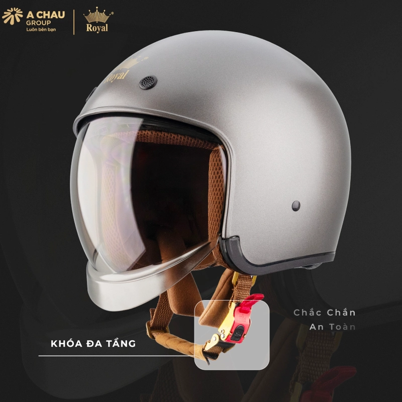 Mũ 3/4 có kính có khóa chắc chắn