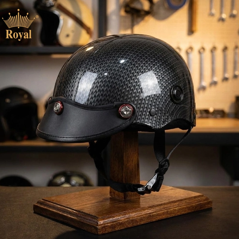 Mũ bảo hiểm 1/2 nhung carbon