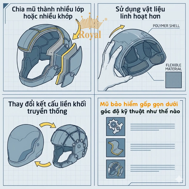 Mũ bảo hiểm gấp gọn dưới góc độ kỹ thuật như thế nào