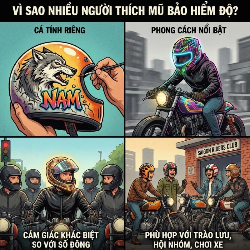 Vì sao nhiều người thích mũ bảo hiểm độ?