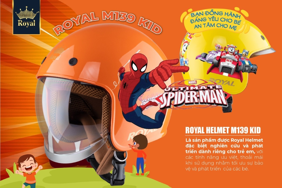 Mũ 3/4 đầu an toàn cho bé