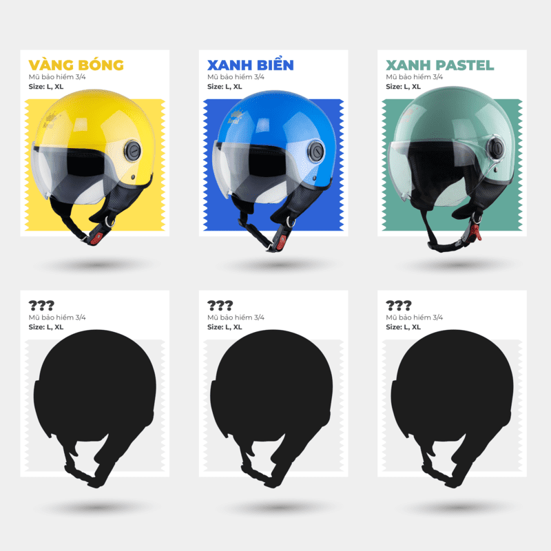 Bảng màu sắc mũ bảo hiểm Royal M125K 