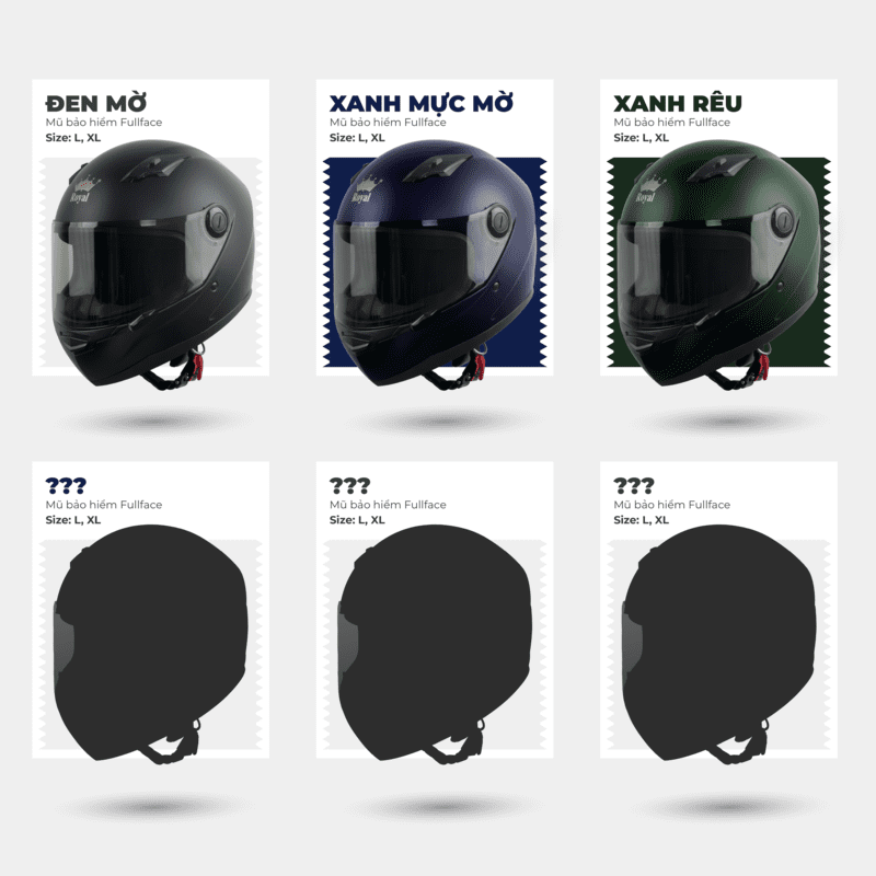 3 màu sắc nón bảo hiểm Royal M136