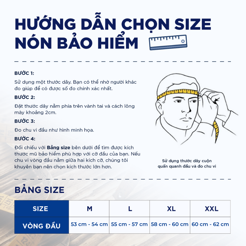 Bảng size và hướng dẫn đo size nón Royal M139