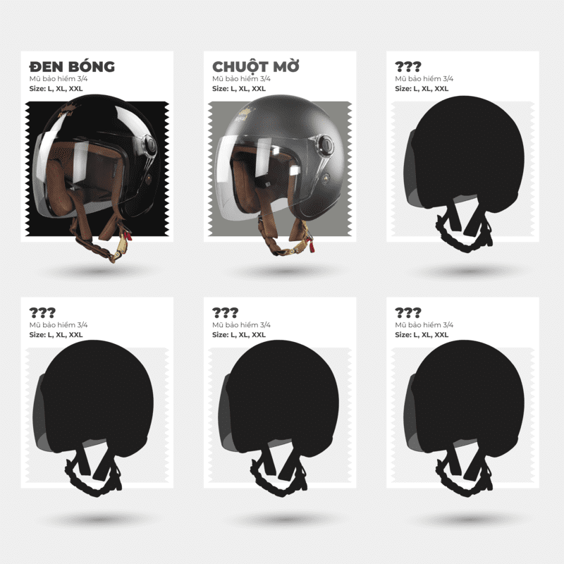 Bảng màu sắc mũ bảo hiểm Royal OL20K
