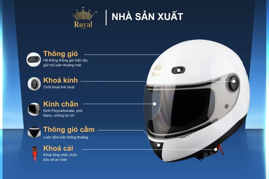 Mũ bảo hiểm có cằm siêu nhẹ Royal M02