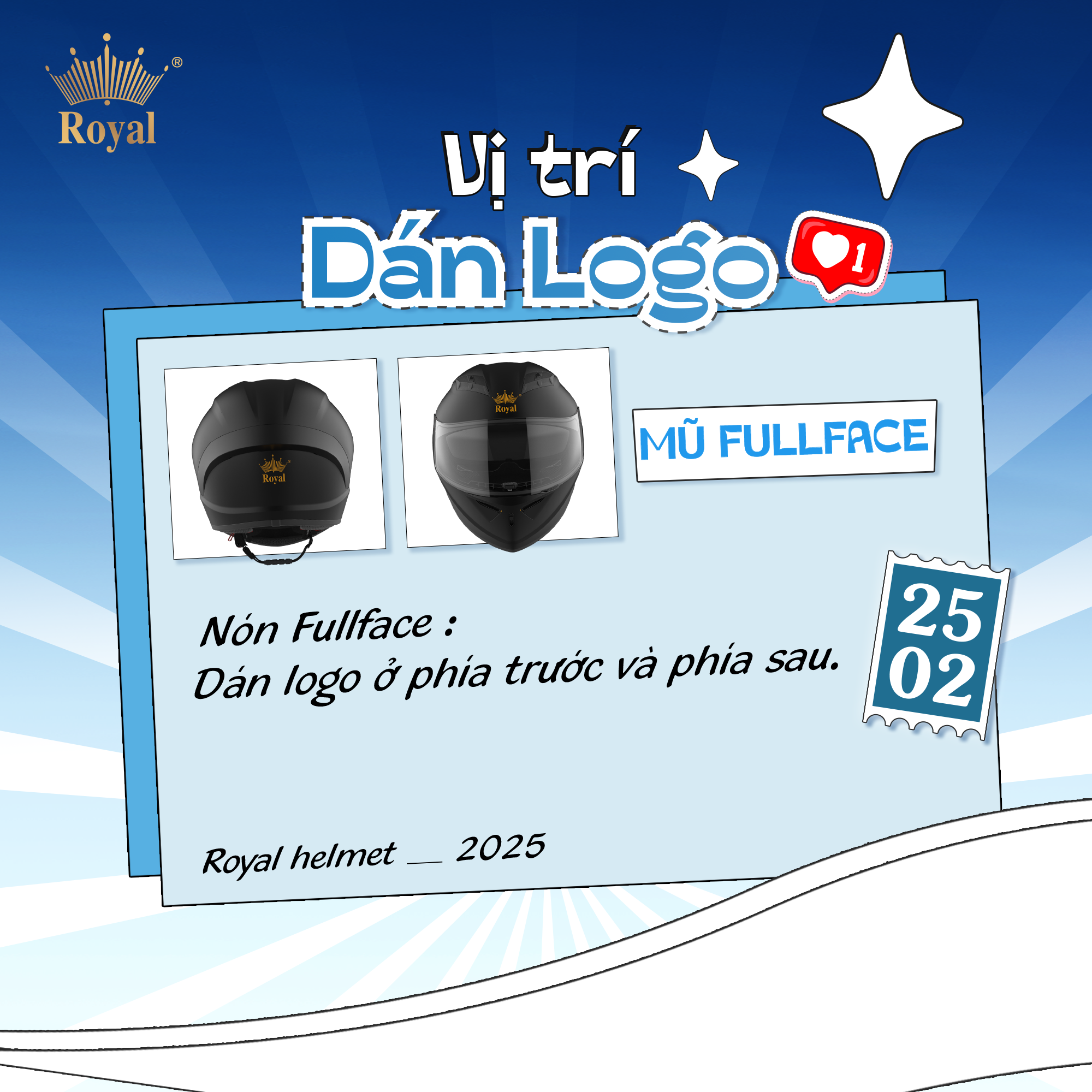 Thay đổi quy cách dán tem logo mũ bảo hiểm fullface chính hãng