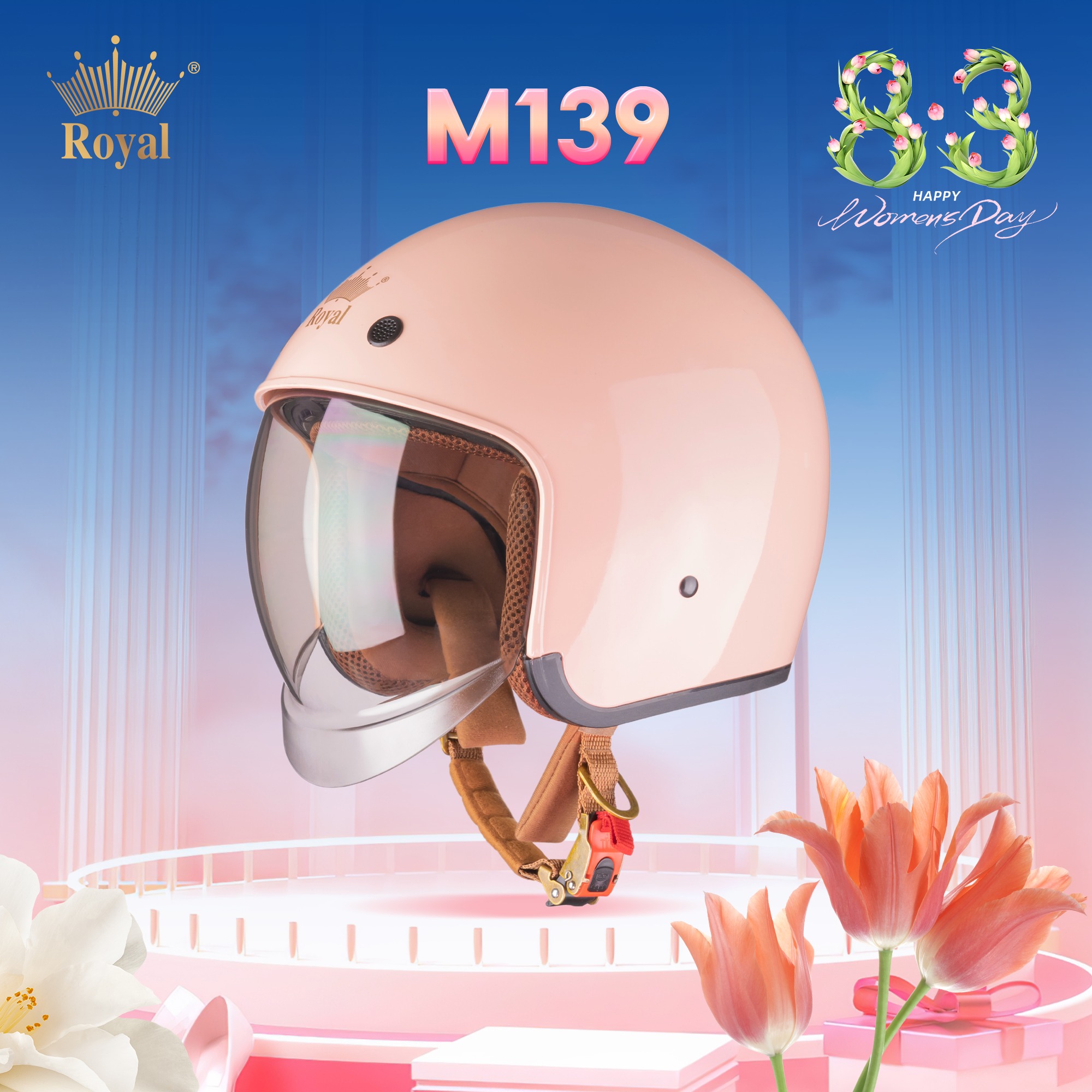 Mũ bảo hiểm 3/4 M139 nữ tính và an toàn cho nàng