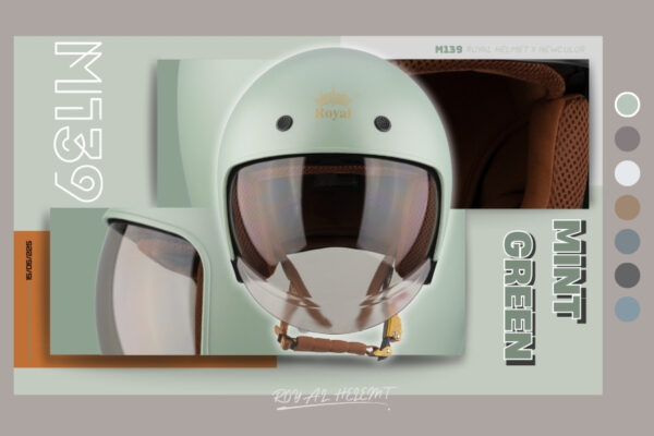 Mũ bảo hiểm Royal Helmet M139 với sắc màu Xanh Mint tươi sáng và độc đáo trẻ trung