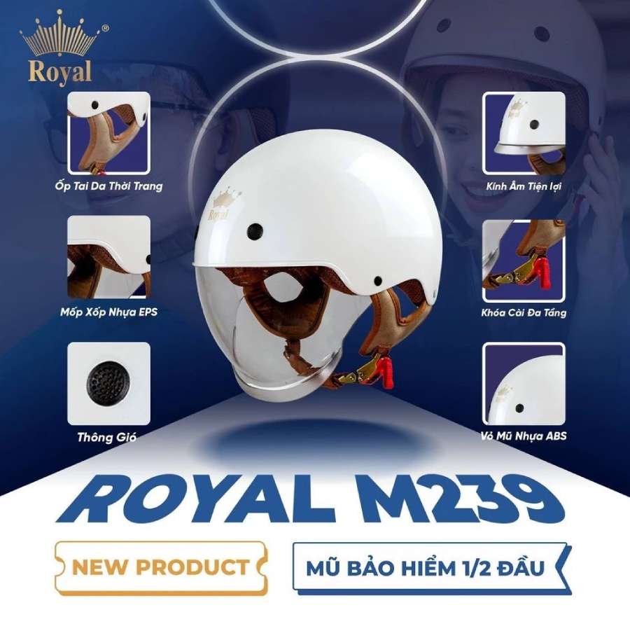 Mũ bảo hiểm nửa đầu có kính M239