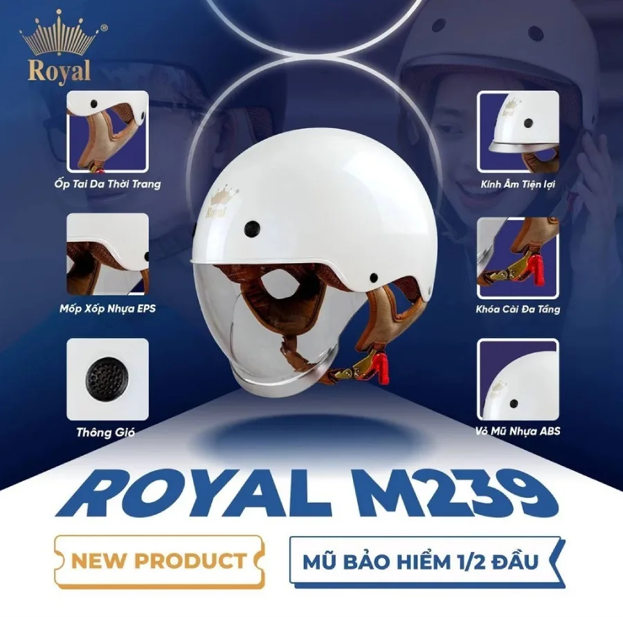 Mũ bảo hiểm nửa đầu có kính M239