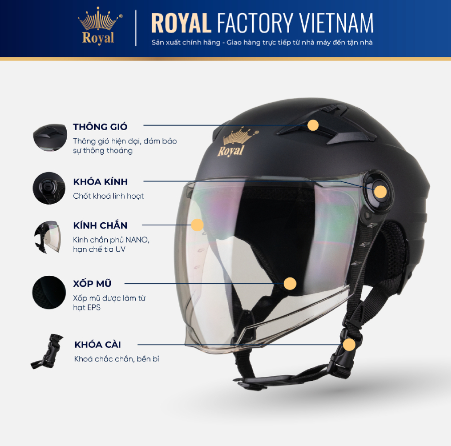 Mũ bảo hiểm nửa đầu có kính M89K