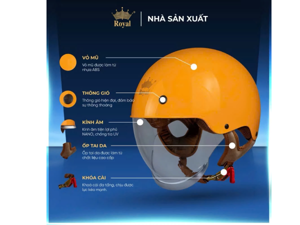 Mũ bảo hiểm nửa đầu có kính