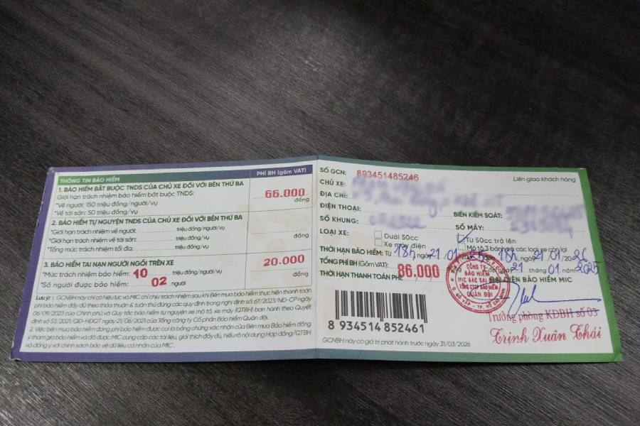 Bảo hiểm xe máy giá bao nhiêu