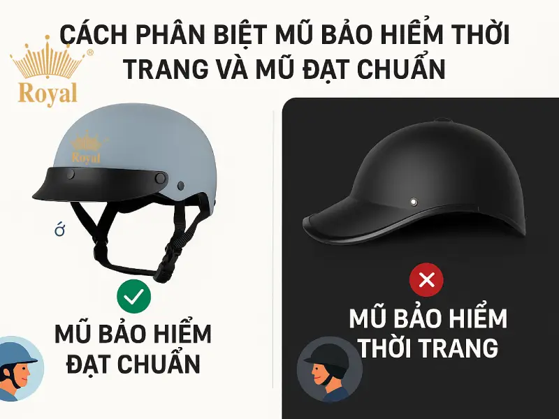Cách phân biệt mũ bảo hiểm đạt chuẩn với mũ bảo hiểm thời trang