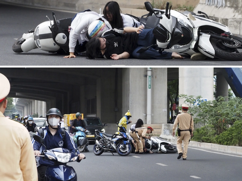 Tác hại của việc không đội mũ bảo hiểm không chỉ là người ngã