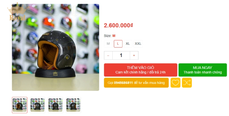 Giá mũ bảo hiểm 3/4 carbon có giá cao hơn các nguyên liệu khác