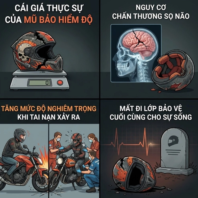 Cái giá lớn nhất của việc đội mũ bảo hiểm chế