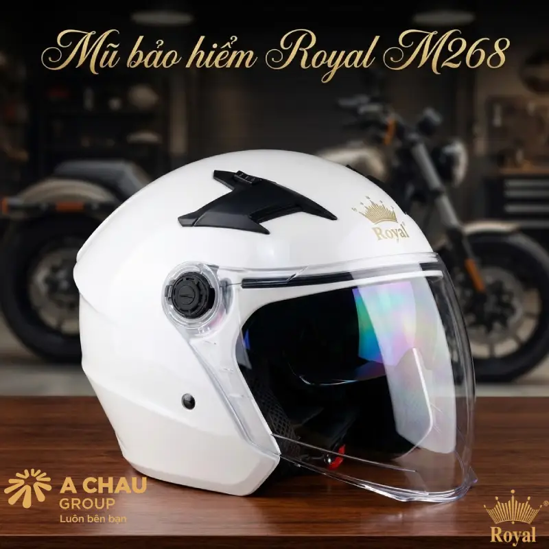 Mũ bảo hiểm 3/4 màu trắng M268