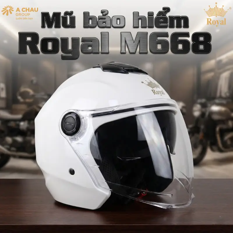 Mũ bảo hiểm 3/4 màu trắng M668