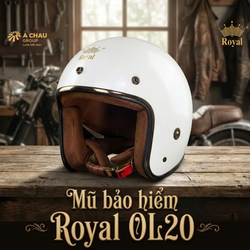 Mũ bảo hiểm 3/4 màu trắng OL20