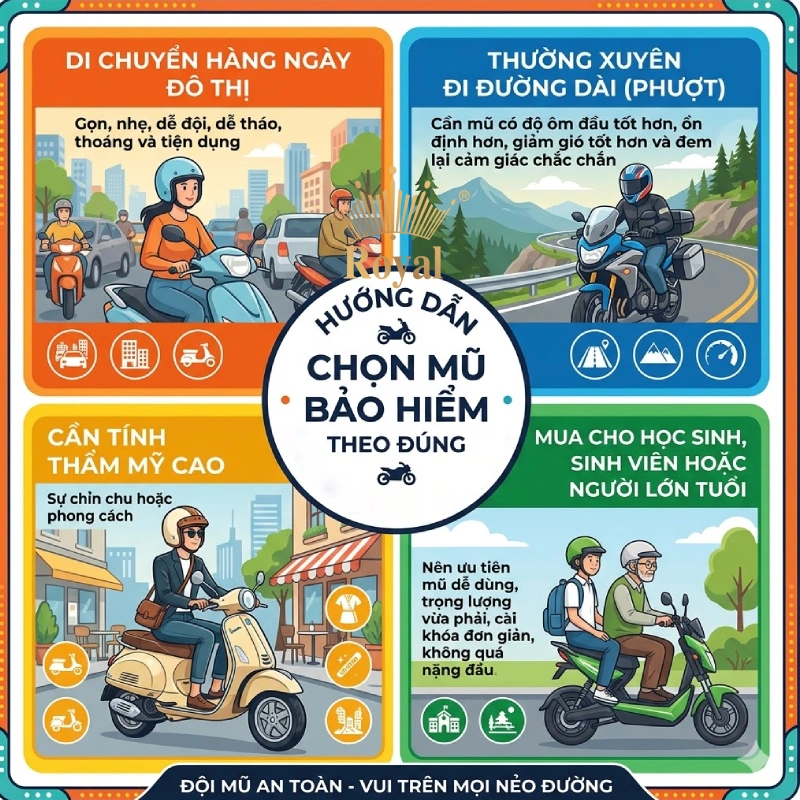 Cách chọn mua mũ bảo hiểm theo đúng nhu cầu sử dụng