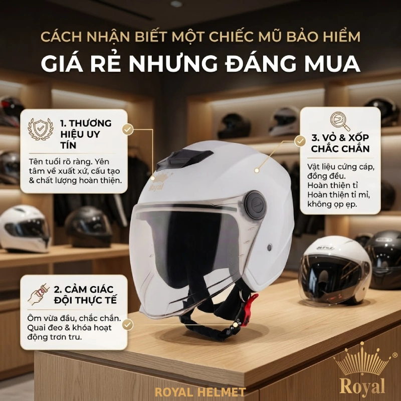 Cách nhận biết một chiếc mũ bảo hiểm giá rẻ nhưng đáng mua