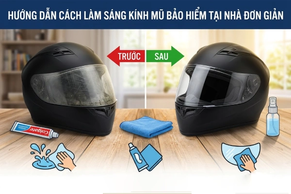 Hướng dẫn cách làm sáng kính mũ bảo hiểm tại nhà đơn giản