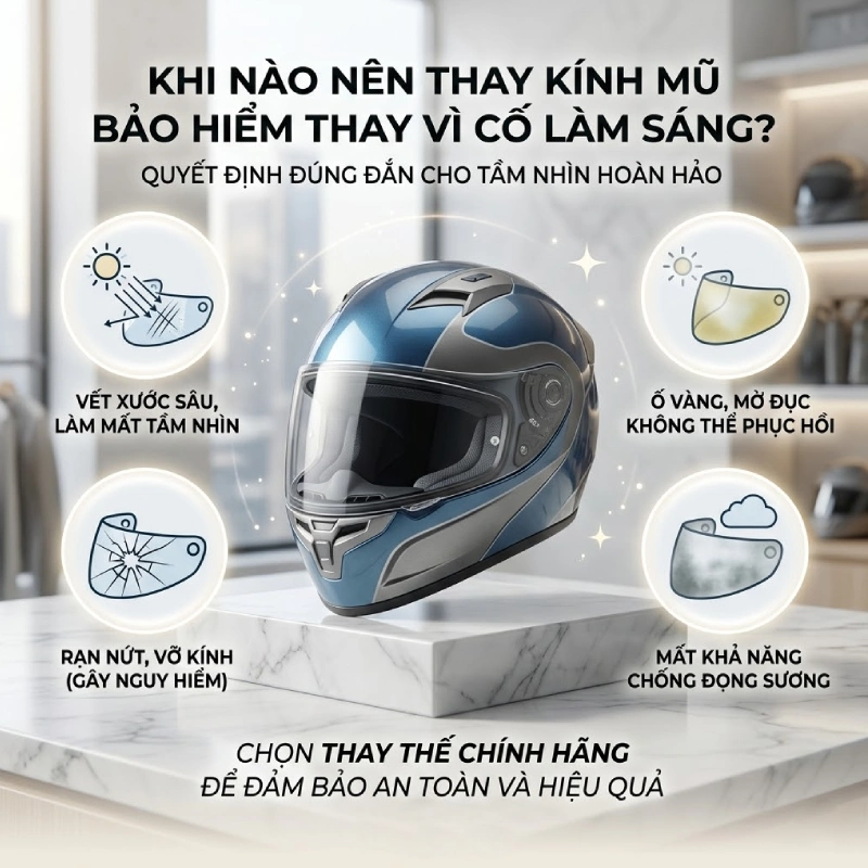 Khi nào nên thay kính mũ bảo hiểm thay vì cố làm sáng?