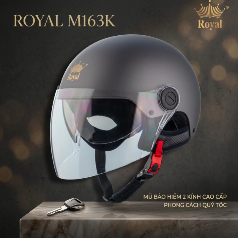 Mũ bảo hiểm 2 kính Royal M163k