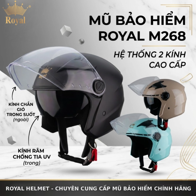 Mũ bảo hiểm Royal M268 2 kính