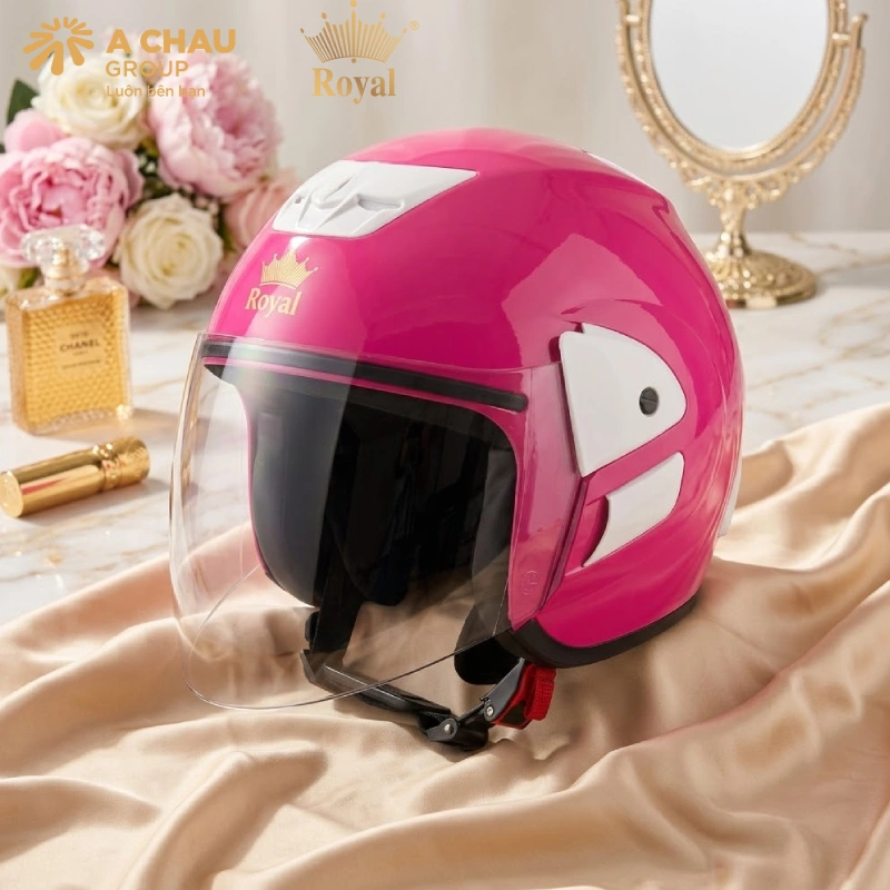 Mũ 3/4 màu hồng Royal M01