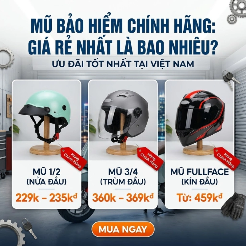 Mũ bảo hiểm rẻ nhất từ 225.000