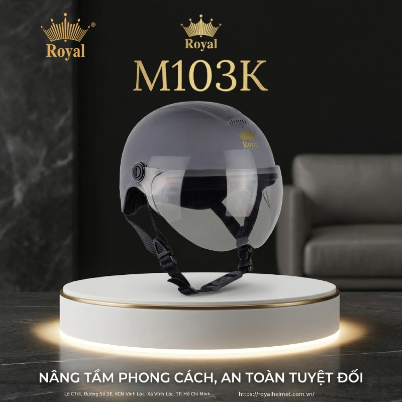 Mũ bảo hiểm 1/2 xám Royal M103K
