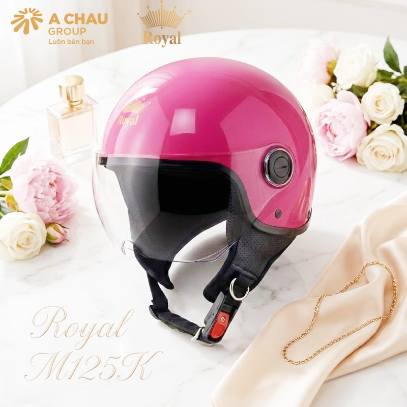 Mũ bảo hiểm 3/4 màu hồng Royal M125K