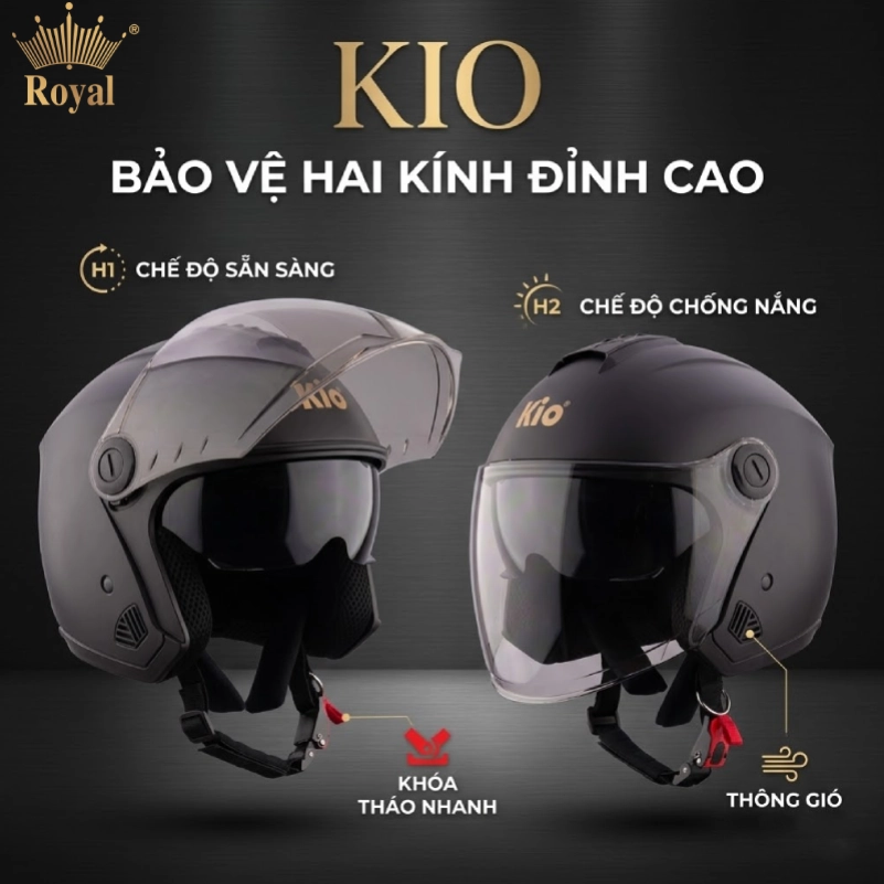 Mũ bảo hiểm có 2 kính KiO KN11K