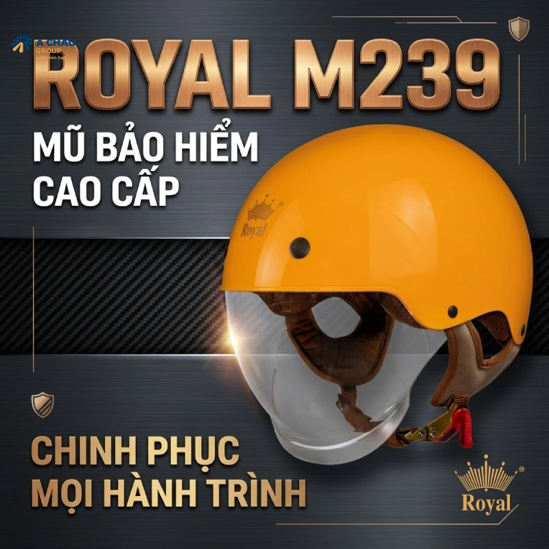 Royal M239 kính âm – Nón 1/2 màu vàng